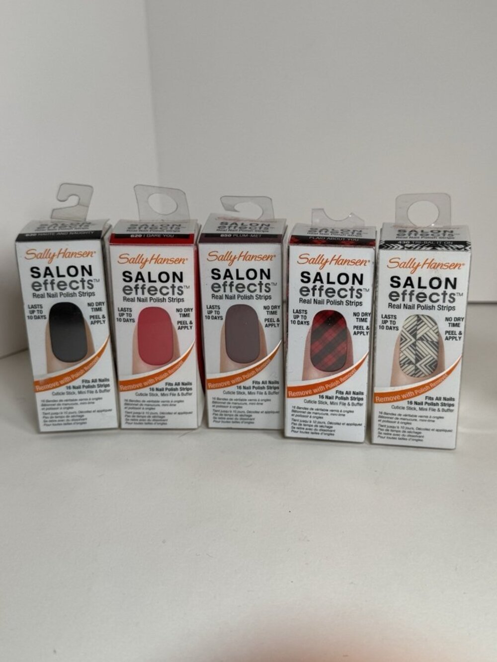 Sally Hansen Nail Strips Lot Of 5 Red Plaid Black Plum Tribal New
